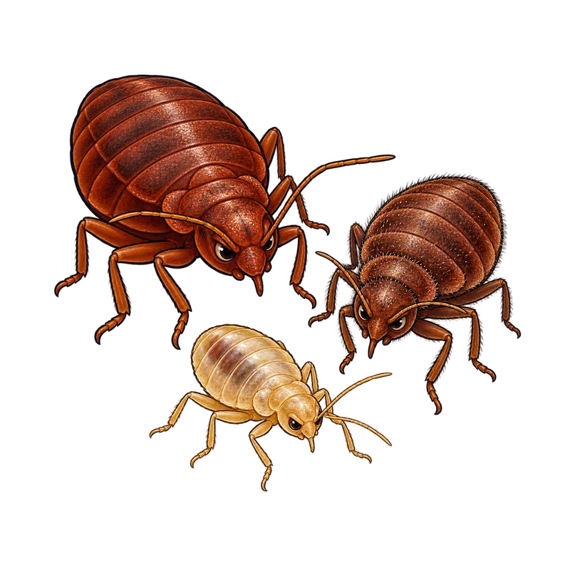 Illustration of the bed bugs & related bugs