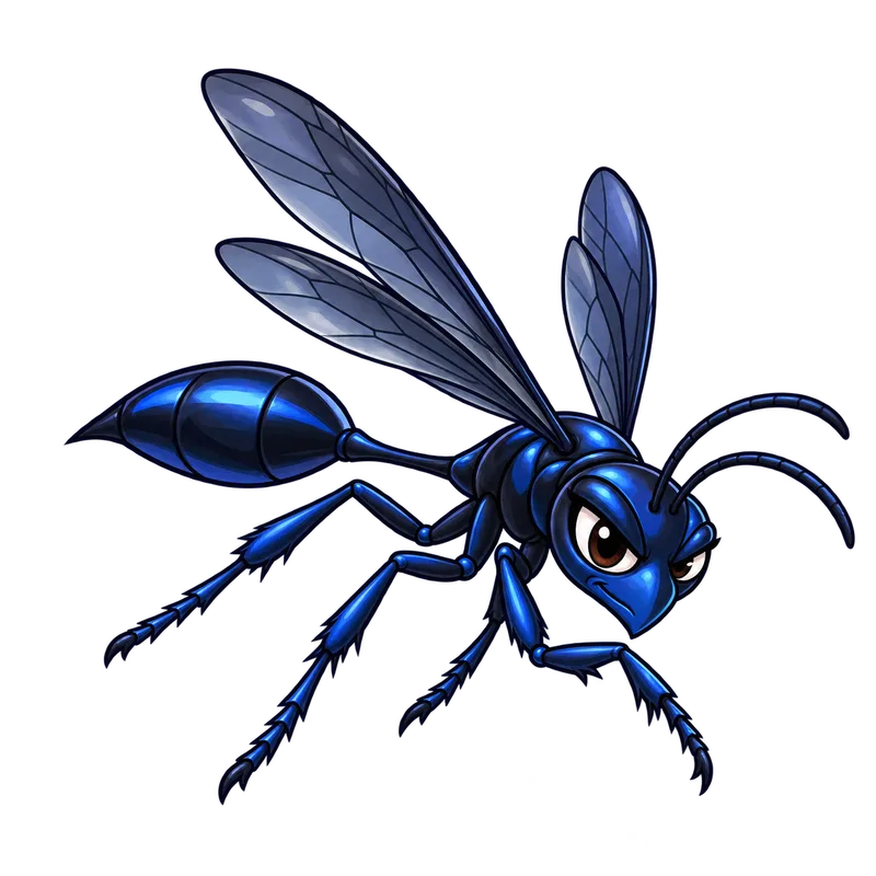 Illustration of the blue mud dauber