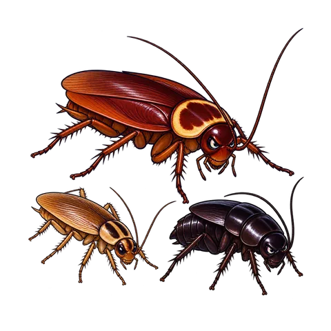 Cartoon illustration of cockroaches