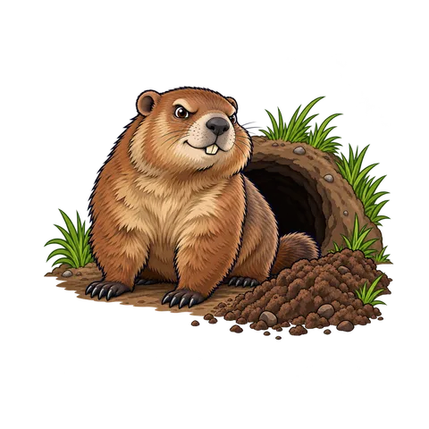 Stylized illustration of groundhogs