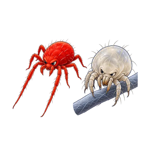 Stylized illustration of mites