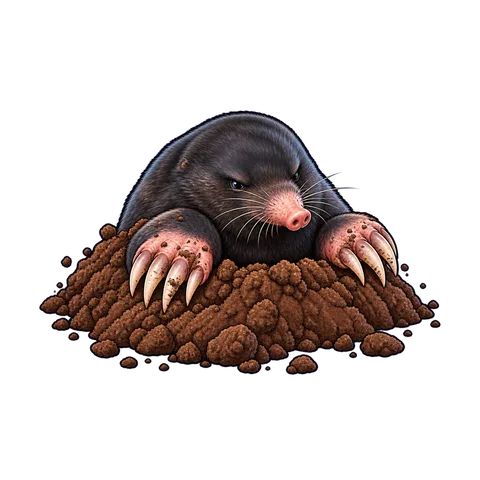 Stylized illustration of moles