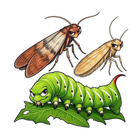 Stylized illustration of moths & butterflies