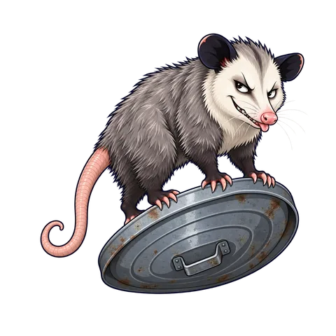 Stylized illustration of opossums