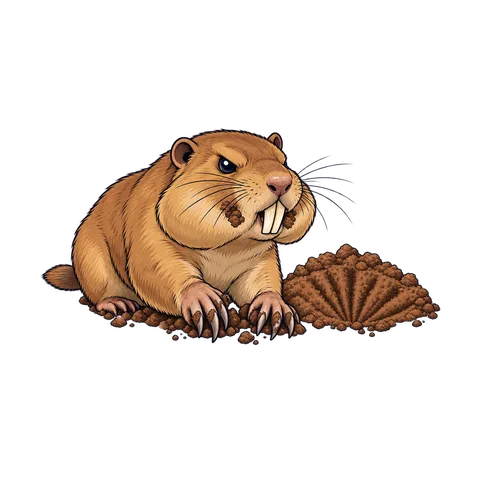 Stylized illustration of pocket gophers