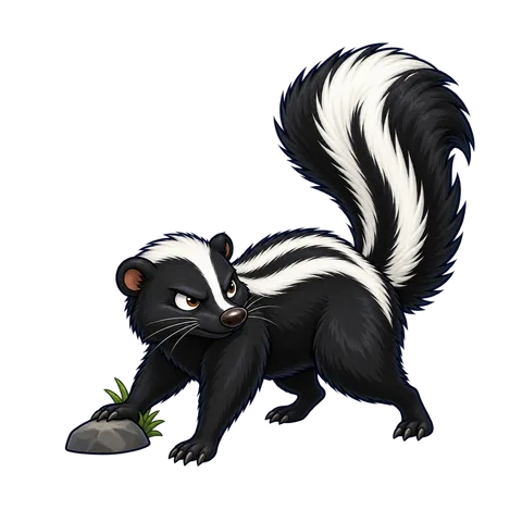 Stylized illustration of skunks