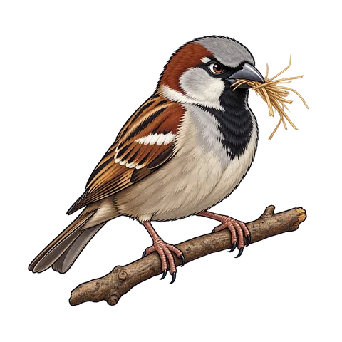 Stylized illustration of sparrows
