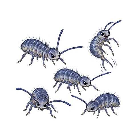 Stylized illustration of springtails