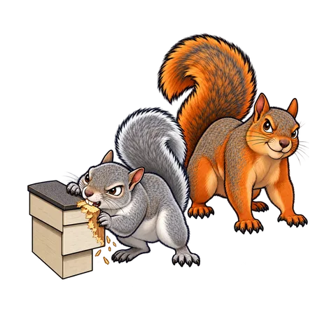 Stylized illustration of squirrels