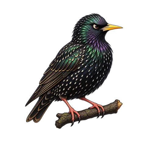 Stylized illustration of starlings