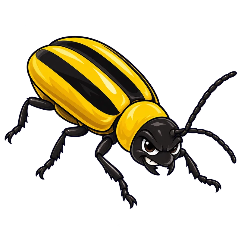 Illustration of the striped cucumber beetle