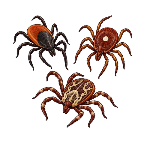 Cartoon illustration of ticks