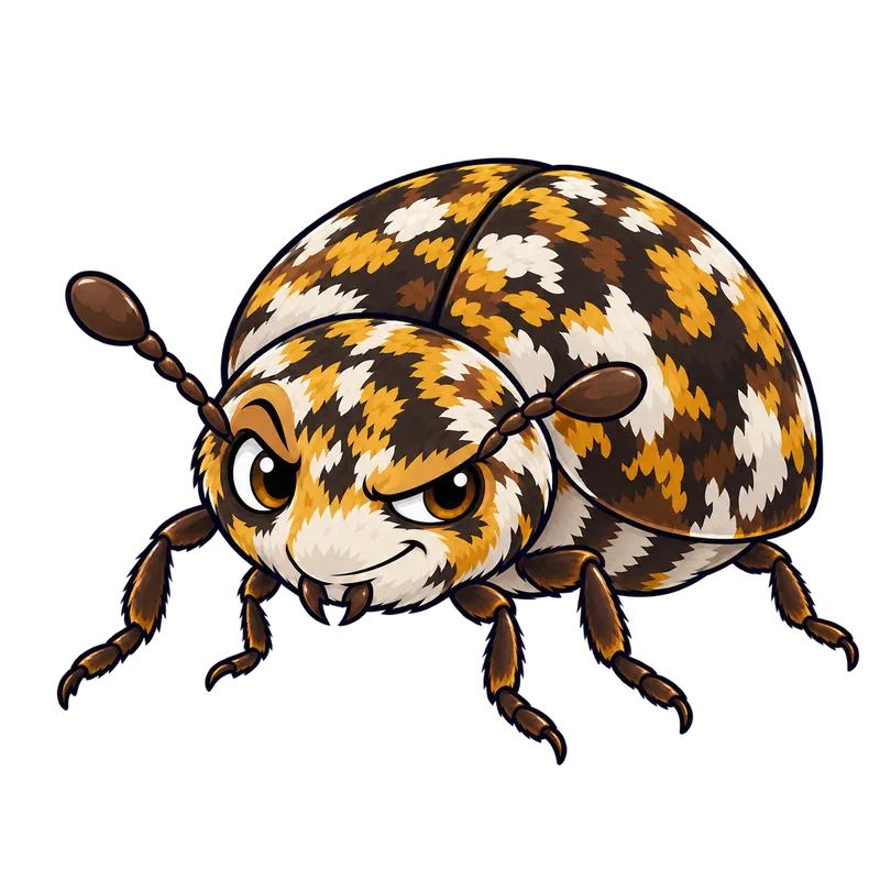 Illustration of the varied carpet beetle