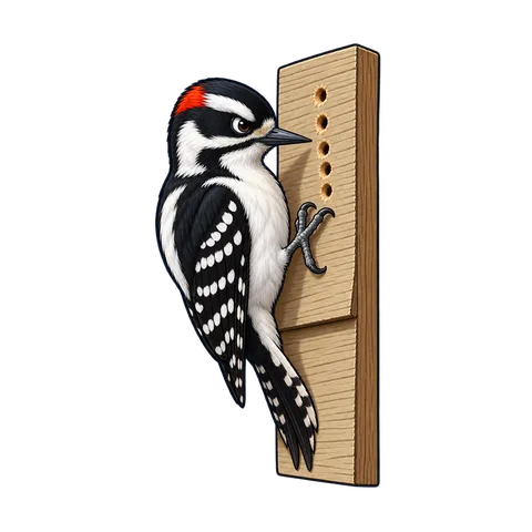 Stylized illustration of woodpeckers